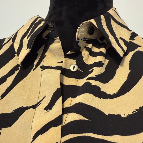 NWOT Monkl Oversize Zebra Animal Print 3/4 Sleeve Button Down Shirt Dress Size L - Picture 8 of 9
